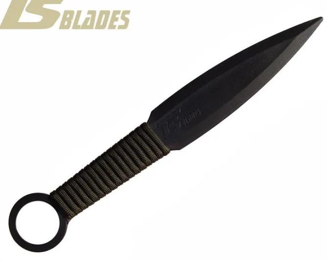 TS BLADES KUNAI BLACK PARACORD DUMMY KNIFE